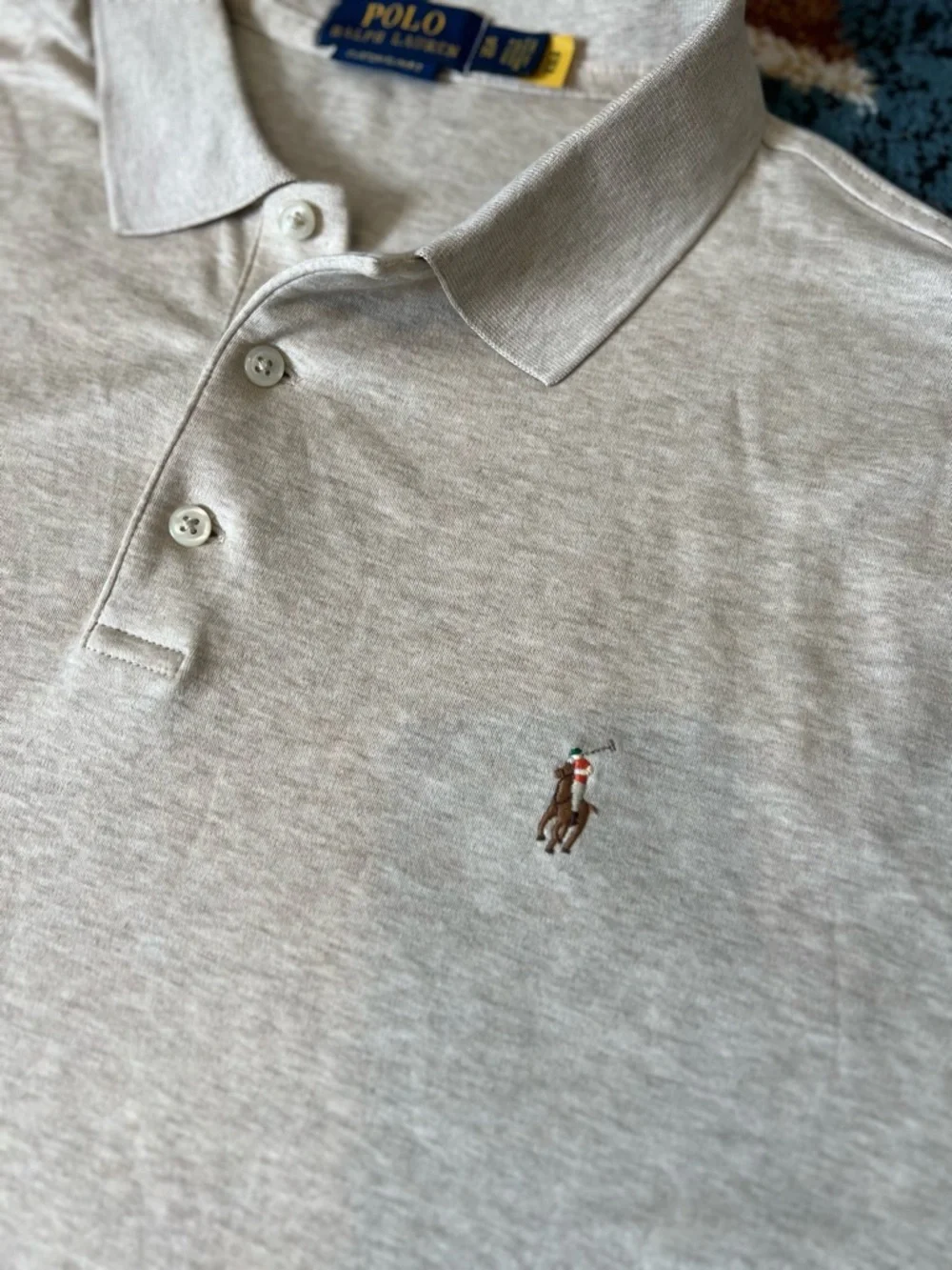 POLO Ralph Lauren Men’s Polo Oatmeal color Embroidered Pony Size XL Custom Fit